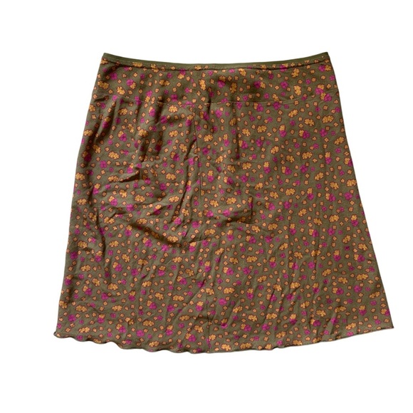 Free People Floral Mini Skirt Green Olive A-Line Bohemian Women’s 6 - Picture 2 of 10